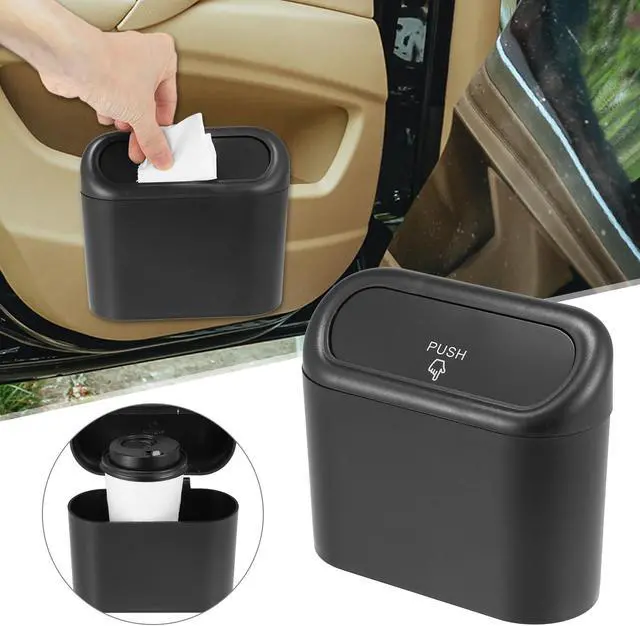 Main image of Pressing Type Trash Can Hanging Vehicle Garbage Dust Storage Box Portable Auto Interior Accessories Black