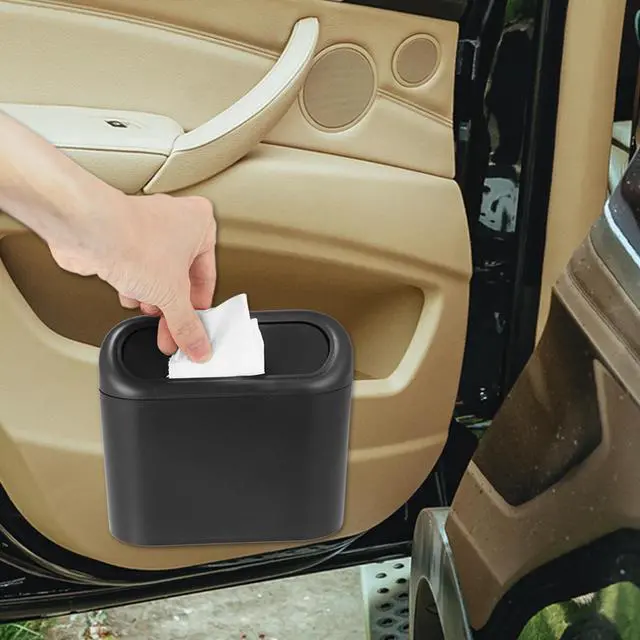 Alt view image 2 of 7 - Pressing Type Trash Can Hanging Vehicle Garbage Dust Storage Box Portable Auto Interior Accessories Black