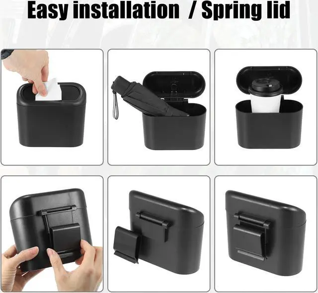 Alt view image 5 of 7 - Pressing Type Trash Can Hanging Vehicle Garbage Dust Storage Box Portable Auto Interior Accessories Black