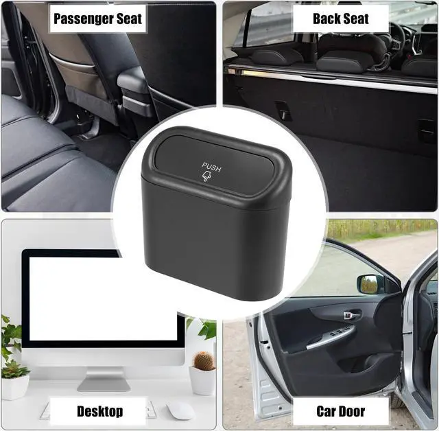 Alt view image 3 of 7 - Pressing Type Trash Can Hanging Vehicle Garbage Dust Storage Box Portable Auto Interior Accessories Black