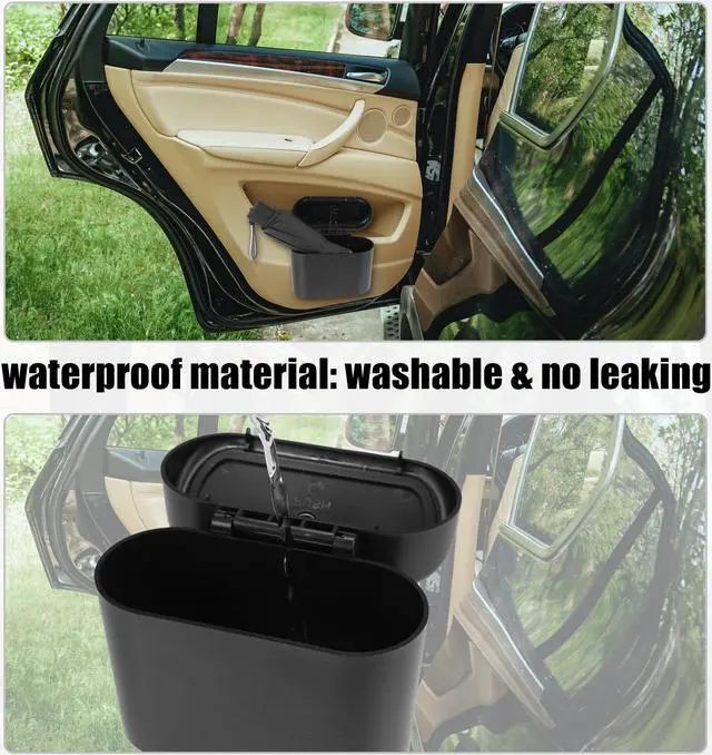 Alt view image 4 of 7 - Pressing Type Trash Can Hanging Vehicle Garbage Dust Storage Box Portable Auto Interior Accessories Black