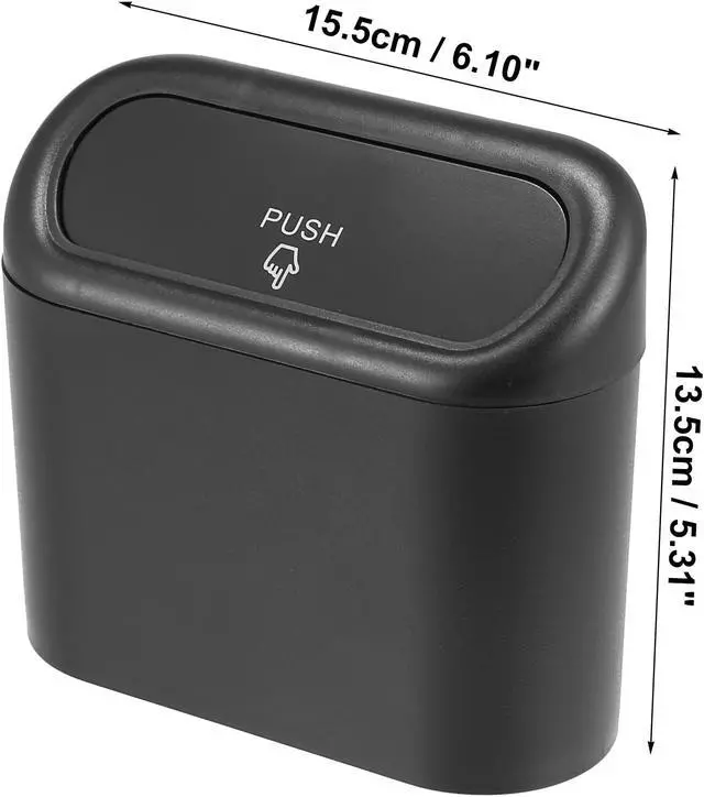 Alt view image 6 of 7 - Pressing Type Trash Can Hanging Vehicle Garbage Dust Storage Box Portable Auto Interior Accessories Black