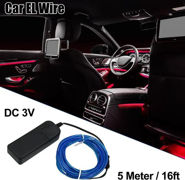 Main image of 5 Meter/16ft Neon EL Wire String Strip Blue Cold Light Glow String Strip for Car Interior Decoration