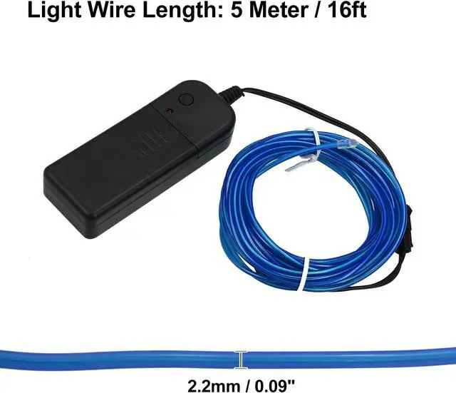 Alt view image 4 of 7 - 5 Meter/16ft Neon EL Wire String Strip Blue Cold Light Glow String Strip for Car Interior Decoration