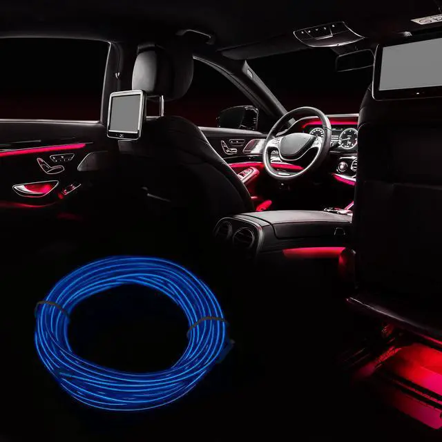 Alt view image 3 of 7 - 5 Meter/16ft Neon EL Wire String Strip Blue Cold Light Glow String Strip for Car Interior Decoration