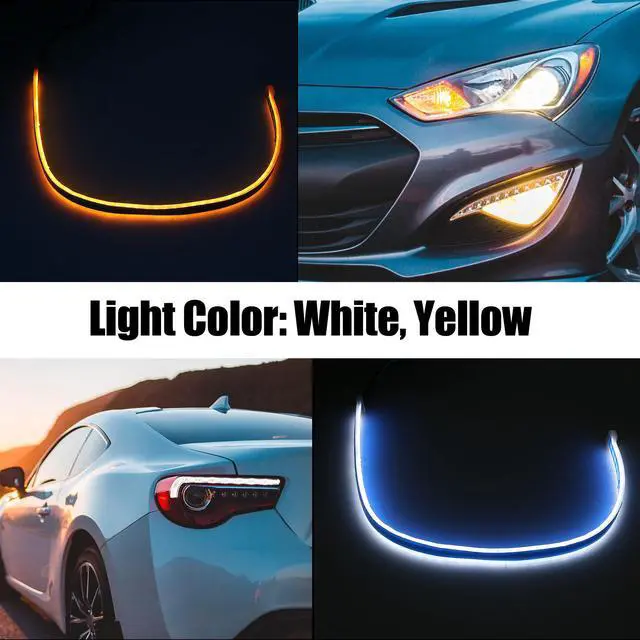 Alt view image 2 of 7 - 2pcs Car LED Flexible Headlight Strip for Daytime Running Light Turn Signal Sequential Dual Color Switchback White Amber 6000K 3000K