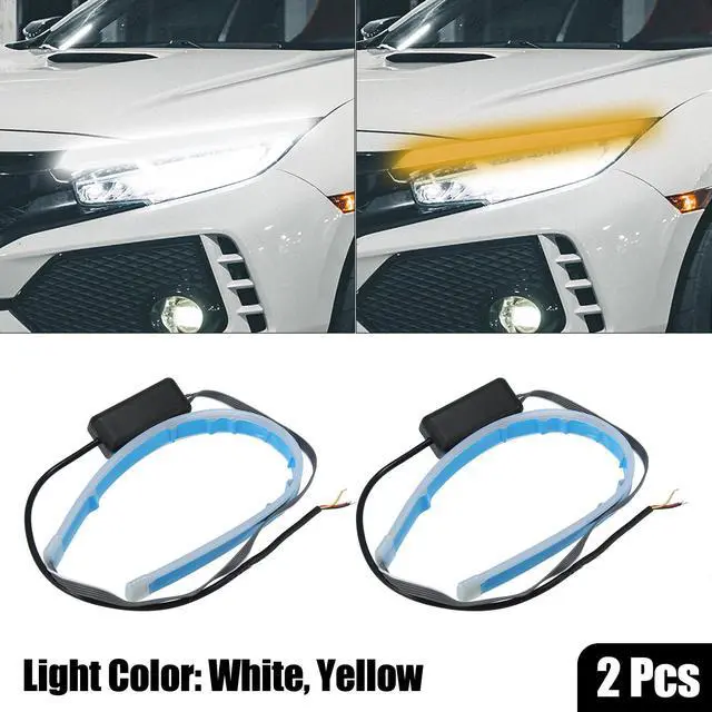 Main image of 2pcs Car LED Flexible Headlight Strip for Daytime Running Light Turn Signal Sequential Dual Color Switchback White Amber 6000K 3000K