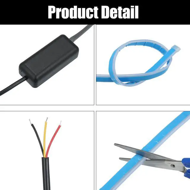 Alt view image 6 of 7 - 2pcs Car LED Flexible Headlight Strip for Daytime Running Light Turn Signal Sequential Dual Color Switchback White Amber 6000K 3000K