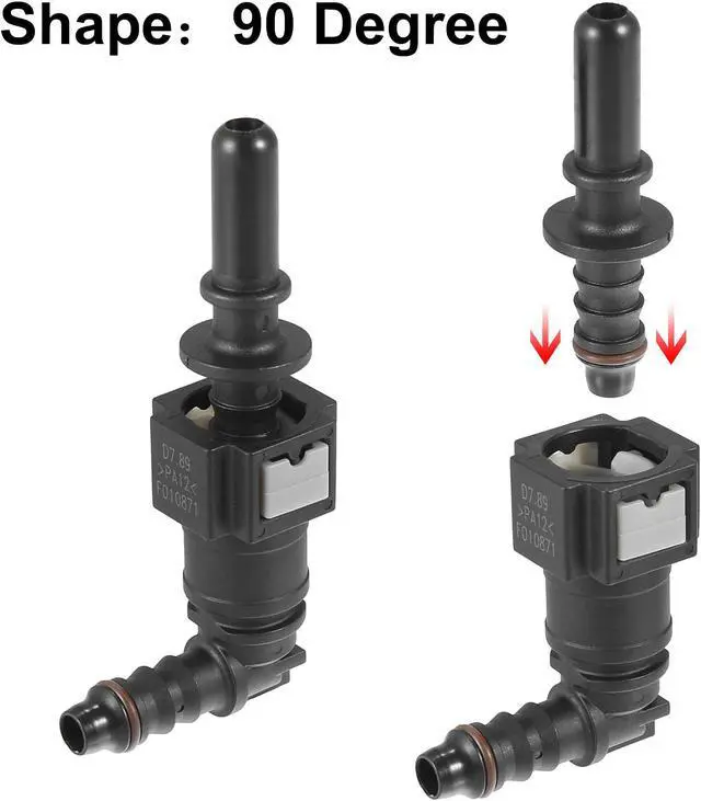 Alt view image 4 of 6 - 7.89mm SAE to 5/16 8mm 90 Degree Fuel Line Hose Quick Release Connector Disconnect Hose Nylon 2PCS