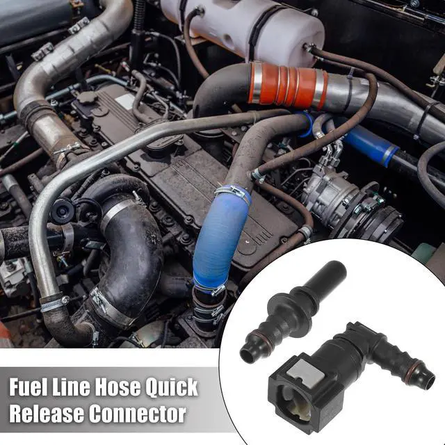 Alt view image 2 of 6 - 7.89mm SAE to 5/16 8mm 90 Degree Fuel Line Hose Quick Release Connector Disconnect Hose Nylon 2PCS