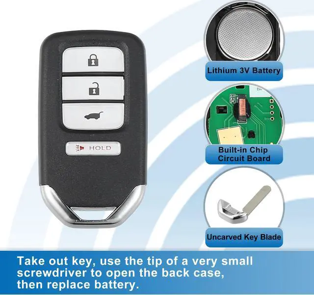 Alt view image 4 of 7 - 4 Button Car Keyless Entry Remote Control Replacement Key Fob Proximity Smart Fob KR5V1X for Honda HR-V 2016-2020 313.8MHz 47 Chip