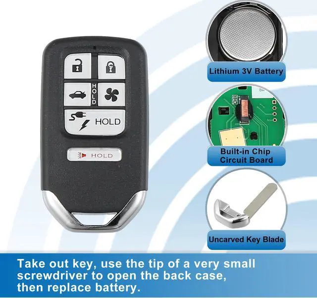 Alt view image 4 of 7 - 6 Button Car Keyless Entry Remote Control Replacement Key Fob Proximity Smart Fob KR5V2X for Honda Clarity 2018-2020 433MHz 47 Chip