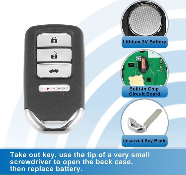 Alt view image 4 of 7 - 4 Button Car Keyless Entry Remote Control Replacement Key Fob Proximity Smart Fob KR5V2X for Honda Civic 2016-2019 433MHz 47 Chip