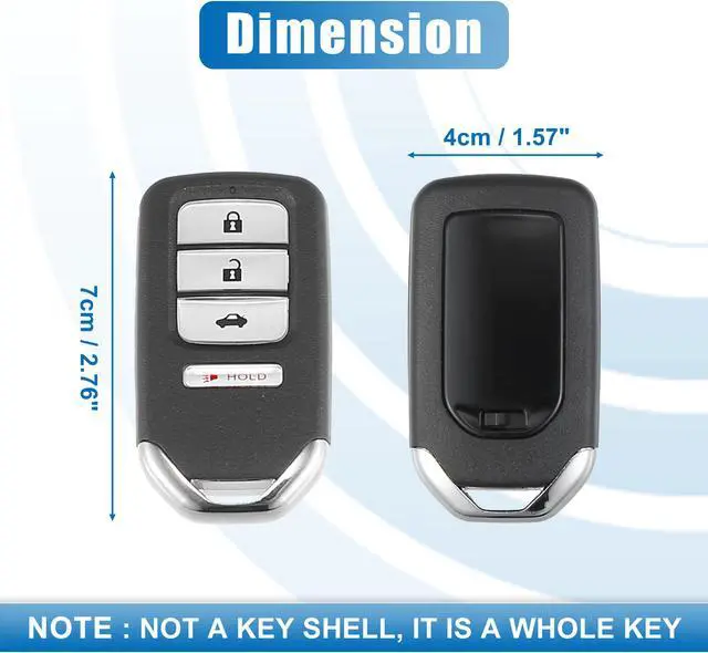 Alt view image 6 of 7 - 4 Button Car Keyless Entry Remote Control Replacement Key Fob Proximity Smart Fob KR5V2X for Honda Civic 2016-2019 433MHz 47 Chip