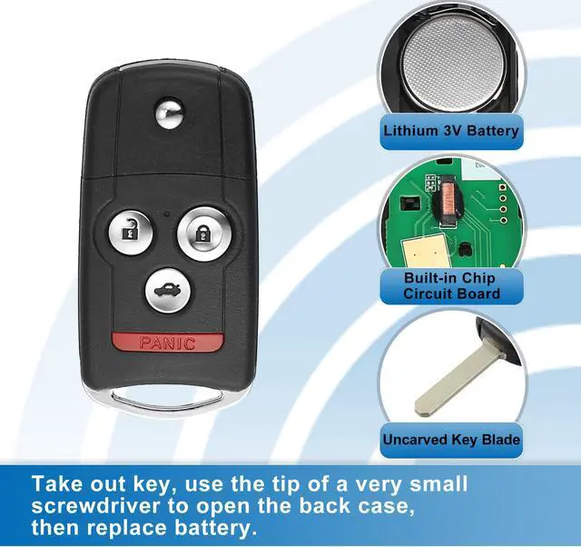 Alt view image 4 of 7 - 4 Button Car Flip Keyless Entry Remote Control Replacement Key Fob Proximity Smart Fob N5F0602A1A for Acura MDX 2007-2013 313.8MHz 46 Chip