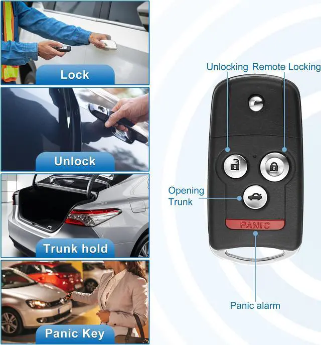 Alt view image 3 of 7 - 4 Button Car Flip Keyless Entry Remote Control Replacement Key Fob Proximity Smart Fob N5F0602A1A for Acura MDX 2007-2013 313.8MHz 46 Chip