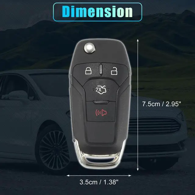 Alt view image 6 of 7 - 315MHz N5F-A08TAA Replacement Smart Proximity Keyless Entry Remote Key Fob for Ford Fusion 2013 2014 2015 2016 4 Buttons with Door Key 49 Chip