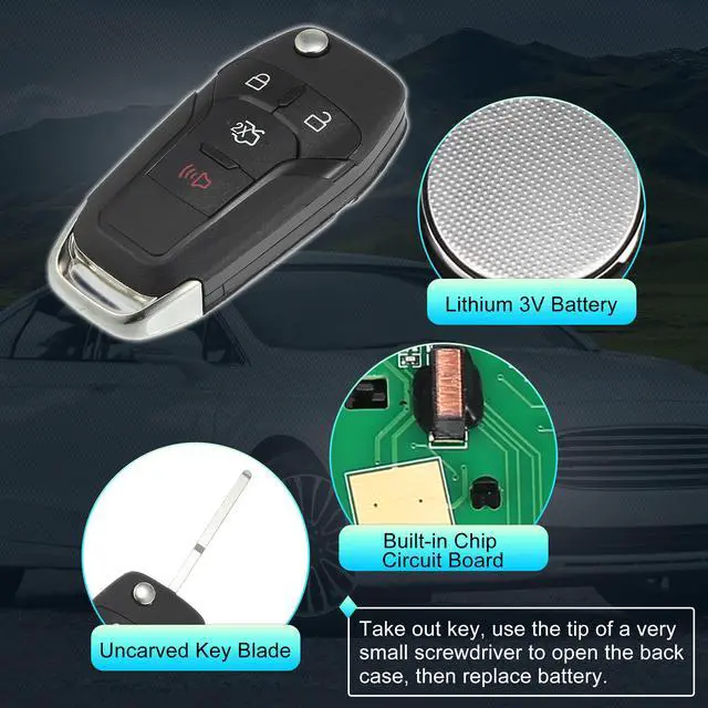 Alt view image 4 of 7 - 315MHz N5F-A08TAA Replacement Smart Proximity Keyless Entry Remote Key Fob for Ford Fusion 2013 2014 2015 2016 4 Buttons with Door Key 49 Chip