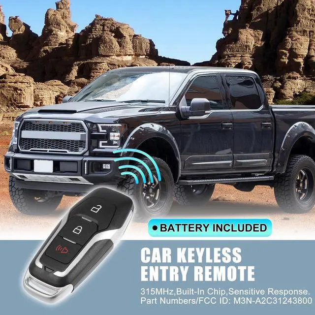 Alt view image 2 of 7 - 315MHz M3N-A2C31243800 Replacement Smart Proximity Keyless Entry Remote Key Fob for Ford Explorer 2016-2017 3 Buttons with Door Key 49 Chip