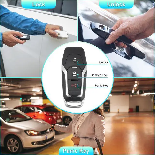 Alt view image 3 of 7 - 315MHz M3N-A2C31243800 Replacement Smart Proximity Keyless Entry Remote Key Fob for Ford Explorer 2016-2017 3 Buttons with Door Key 49 Chip