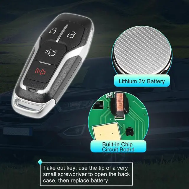 Alt view image 4 of 7 - 315MHz M3N-A2C31243800 Replacement Smart Proximity Keyless Entry Remote Key Fob for Ford for Mustang 2015-2017 4 Buttons with Door Key 49 Chip
