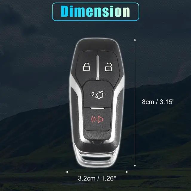 Alt view image 6 of 7 - 315MHz M3N-A2C31243800 Replacement Smart Proximity Keyless Entry Remote Key Fob for Ford for Mustang 2015-2017 4 Buttons with Door Key 49 Chip