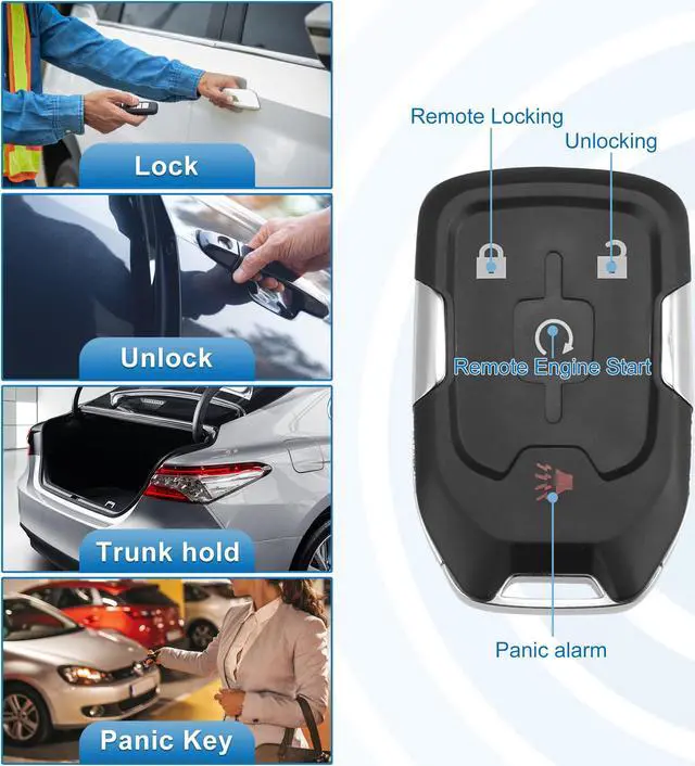 Alt view image 3 of 7 - 4 Button Car Keyless Entry Remote Control Replacement Key Fob Proximity Smart Fob HYQ1EA for GMC Acadia 2017-2020 433MHz 46 Chip