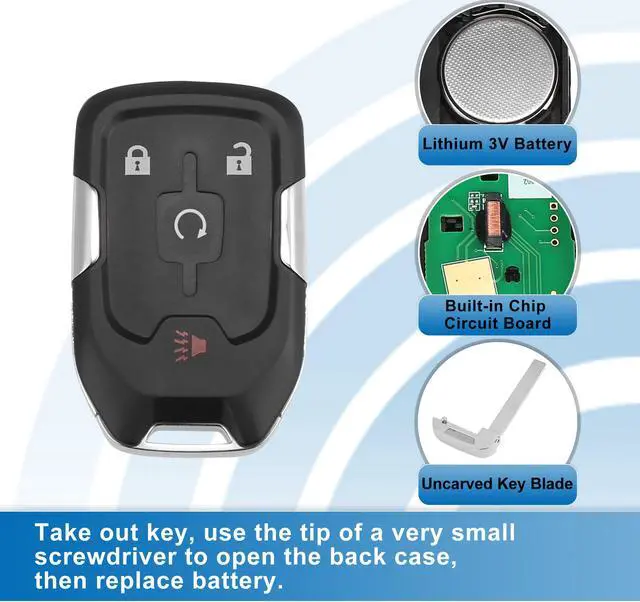 Alt view image 4 of 7 - 4 Button Car Keyless Entry Remote Control Replacement Key Fob Proximity Smart Fob HYQ1EA for GMC Acadia 2017-2020 433MHz 46 Chip