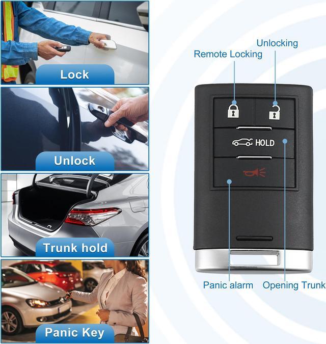 Alt view image 3 of 7 - 4 Button Car Keyless Entry Remote Control Replacement Key Fob Proximity Smart Fob NBG009768T for Cadillac XTS 2013-2014 315MHz PCF7952 Chip