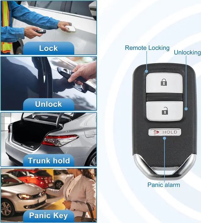 Alt view image 3 of 7 - 3 Button Car Keyless Entry Remote Control Replacement Key Fob Proximity Smart Fob KR5V1X for Honda Fit 15-17 313.8MHz 47 Chip