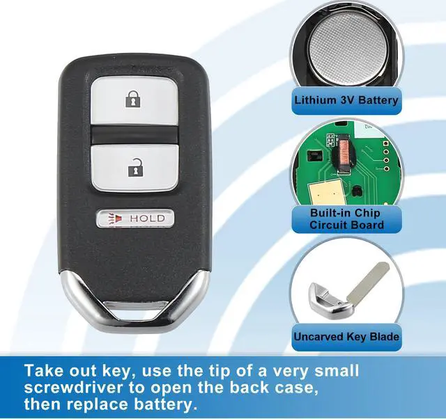 Alt view image 4 of 7 - 3 Button Car Keyless Entry Remote Control Replacement Key Fob Proximity Smart Fob KR5V1X for Honda Fit 15-17 313.8MHz 47 Chip