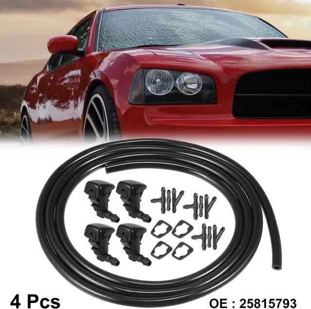 Main image of 4pcs Car Front Windshield Washer Nozzles for Cadillac CTS 2008-2015 Replaces 25815793 with 1.5 Meter Washer Fluid Hose 9 Pcs Hose Connectors