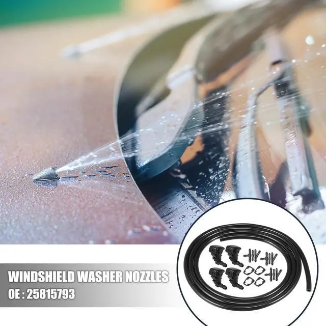 Alt view image 2 of 6 - 4pcs Car Front Windshield Washer Nozzles for Cadillac CTS 2008-2015 Replaces 25815793 with 1.5 Meter Washer Fluid Hose 9 Pcs Hose Connectors