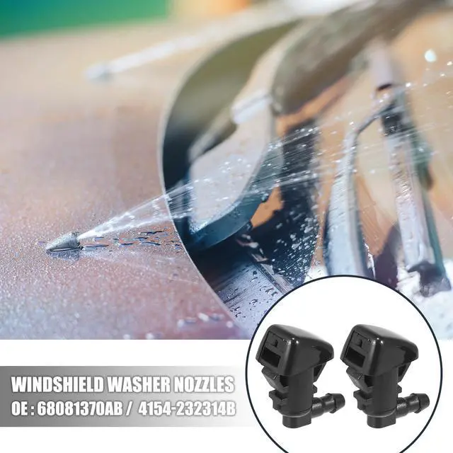 Alt view image 2 of 6 - 4pcs Car Front Windshield Washer Nozzles for Jeep Cherokee 2011-2016 Replaces 68081370AB with 9 Pcs Hose Connectors