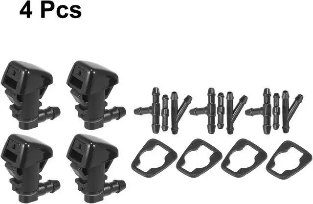 Alt view image 4 of 6 - 4pcs Car Front Windshield Washer Nozzles for Jeep Cherokee 2011-2016 Replaces 68081370AB with 9 Pcs Hose Connectors