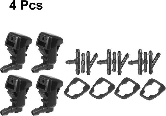 Alt view image 4 of 6 - 4pcs Car Front Windshield Washer Nozzles for Ford Focus 2008 2011 Replaces 8S4Z17603AA with 9 Pcs Hose Connectors