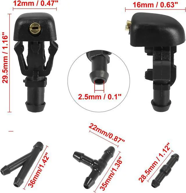 Alt view image 3 of 7 - 4pcs Front Windshield Wiper Nozzles for Nissan Titan for Infiniti QX56 Black