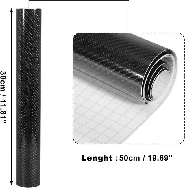 Alt view image 3 of 7 - 5D Glossy Carbon Fiber Pattern Vinyl Wrap Sheet Cover Decal Car Self Adhesive Sticker Protector Film Universal Black 12"x20"