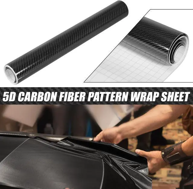 Alt view image 2 of 7 - 5D Glossy Carbon Fiber Pattern Vinyl Wrap Sheet Cover Decal Car Self Adhesive Sticker Protector Film Universal Black 12"x20"