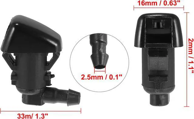 Alt view image 3 of 6 - 4pcs Car Front Windshield Washer Nozzles for Jeep Liberty for Dodge Nitro with 6pcs Connectors Replaces 55157319AA