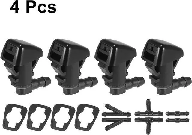Alt view image 4 of 6 - 4pcs Car Front Windshield Washer Nozzles for Jeep Liberty for Dodge Nitro with 6pcs Connectors Replaces 55157319AA