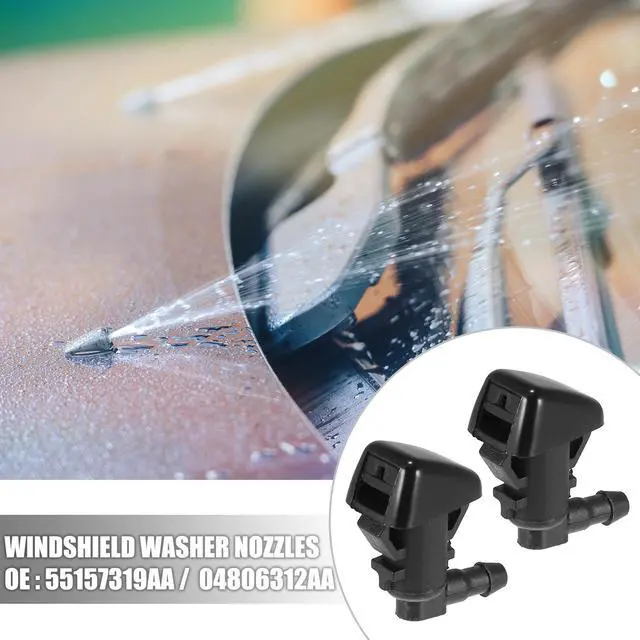 Alt view image 2 of 6 - 4pcs Car Front Windshield Washer Nozzles for Jeep Liberty for Dodge Nitro with 6pcs Connectors Replaces 55157319AA