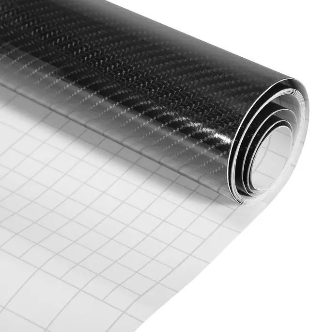 Alt view image 6 of 7 - 5D Glossy Carbon Fiber Pattern Vinyl Wrap Sheet Cover Decal Car Self Adhesive Sticker Protector Film Universal Black 12"x20"