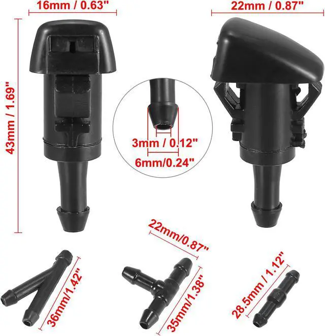 Alt view image 3 of 6 - 4pcs Car Front Windshield Washer Nozzle Sprayer Single Hole Replacement for Mitsubishi Eclipse 2006 2007 2008 2009 2010 2011 2012 47185