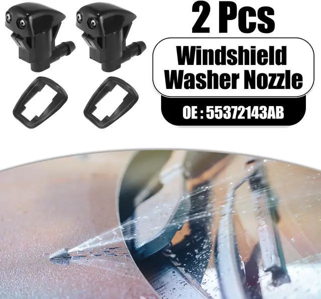 Main image of Front Windshield Washer Nozzles Wiper Spray for Jeep Grand Cherokee 2005-2016 Replaces 55372143AB 2pcs