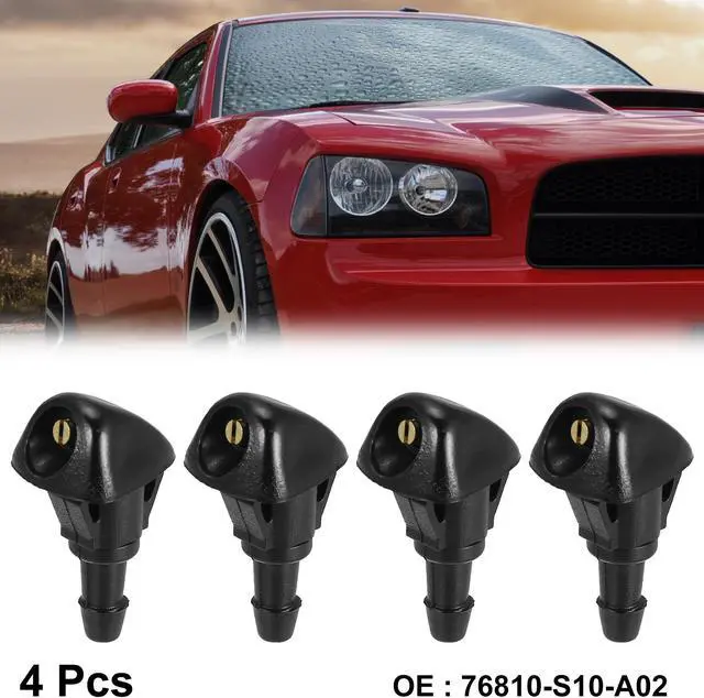 Main image of 4pcs Black ABS Front Windshield Wiper Cleaning Jet Nozzles for Honda Civic CRV