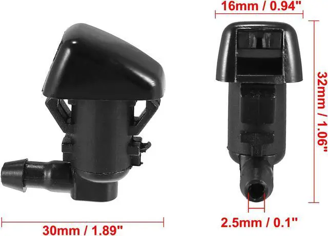 Alt view image 3 of 6 - 4pcs Windshield Washer Nozzle with Rubber Gasket for Ford Edge 2011-2015 for Lincoln MKX 2011-2015 Replace of BT4Z-17603-A Jet Spray Single Hole Black