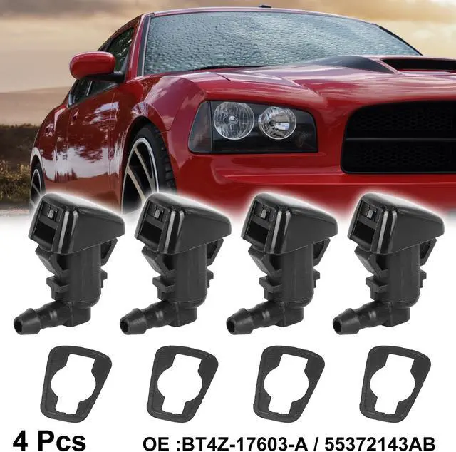 Main image of 4pcs Windshield Washer Nozzle with Rubber Gasket for Ford Edge 2011-2015 for Lincoln MKX 2011-2015 Replace of BT4Z-17603-A Jet Spray Single Hole Black