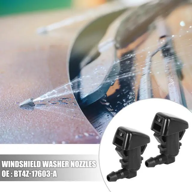 Alt view image 2 of 6 - 4pcs Windshield Washer Nozzle with Rubber Gasket for Ford Edge 2011-2015 for Lincoln MKX 2011-2015 Replace of BT4Z-17603-A Jet Spray Single Hole Black