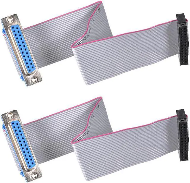 Main image of IDC Wire Flat Ribbon Cable DB25 Female to FC-26 Female Connector 2.54mm Pitch 20cm Length , 2pcs